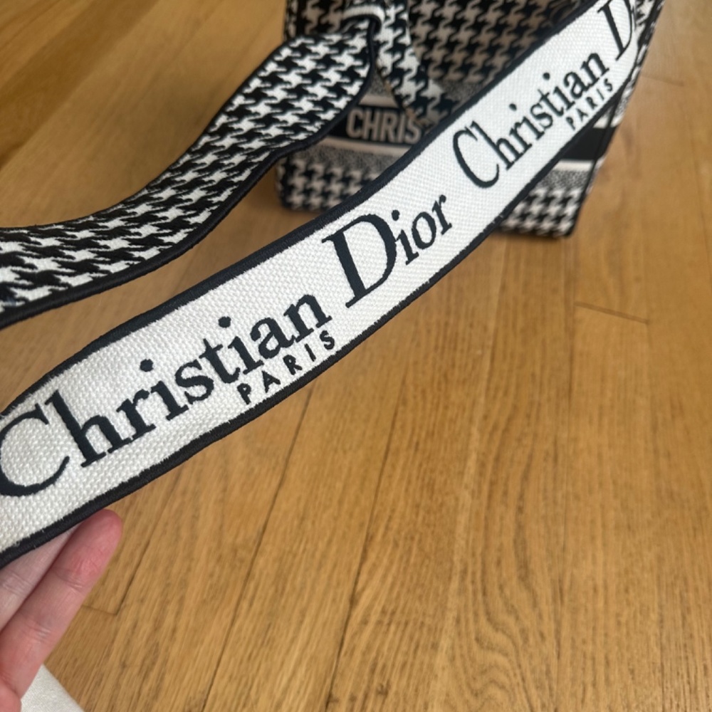 Christian Dior Lady D-Lite Bag Houndstooth Black White Medium Handbag Purse - Picture 10 of 16